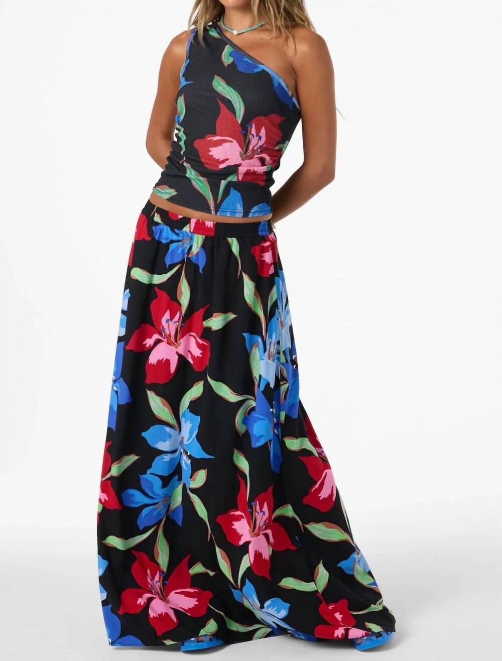 NEW O'NEILL lindon floral skirt in black